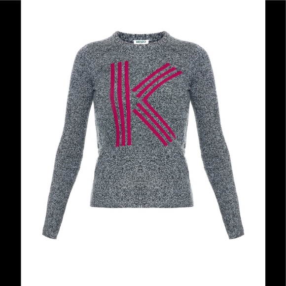 Kenzo Sweaters - KENZO Woman's K-Logo Gray Wool-Blend Sweater. S