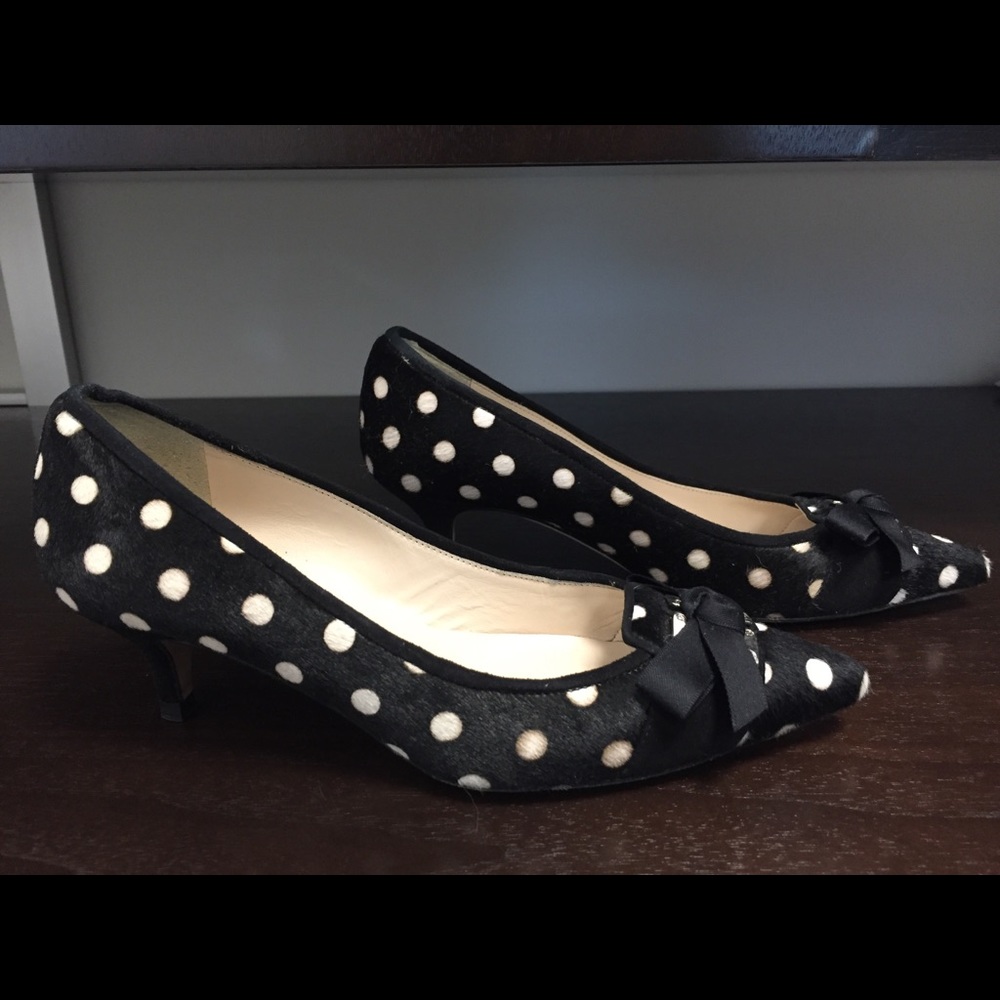 L.K. Bennett Black Polka Dot Calf Skin Heels