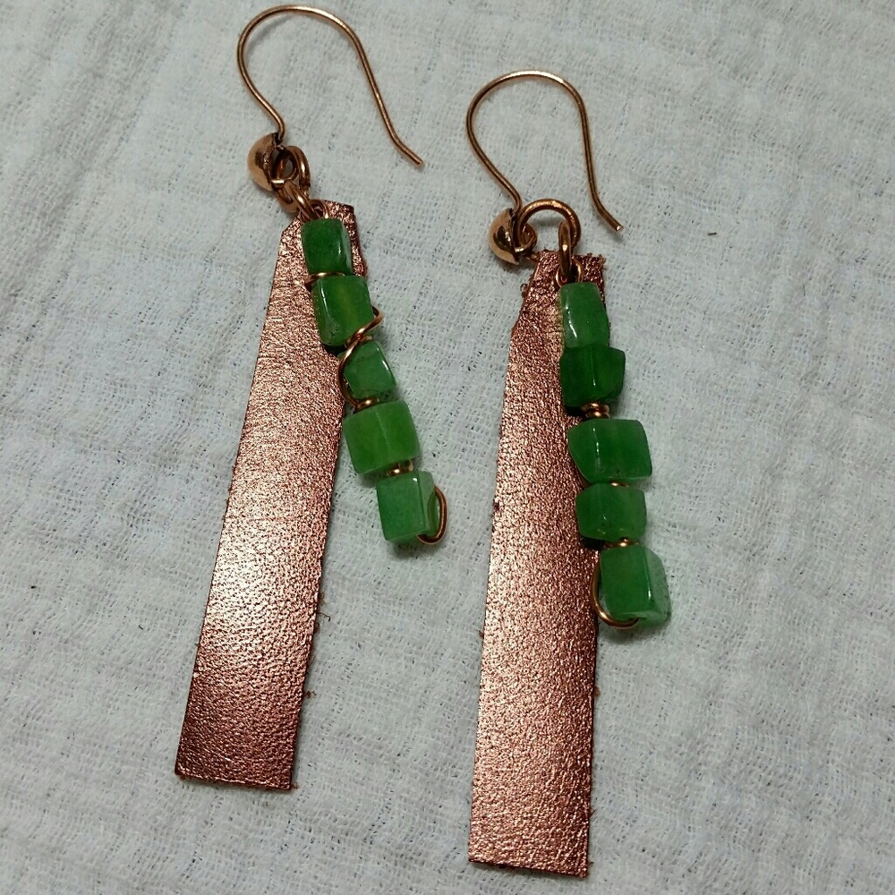 Leather & Jade Earrings