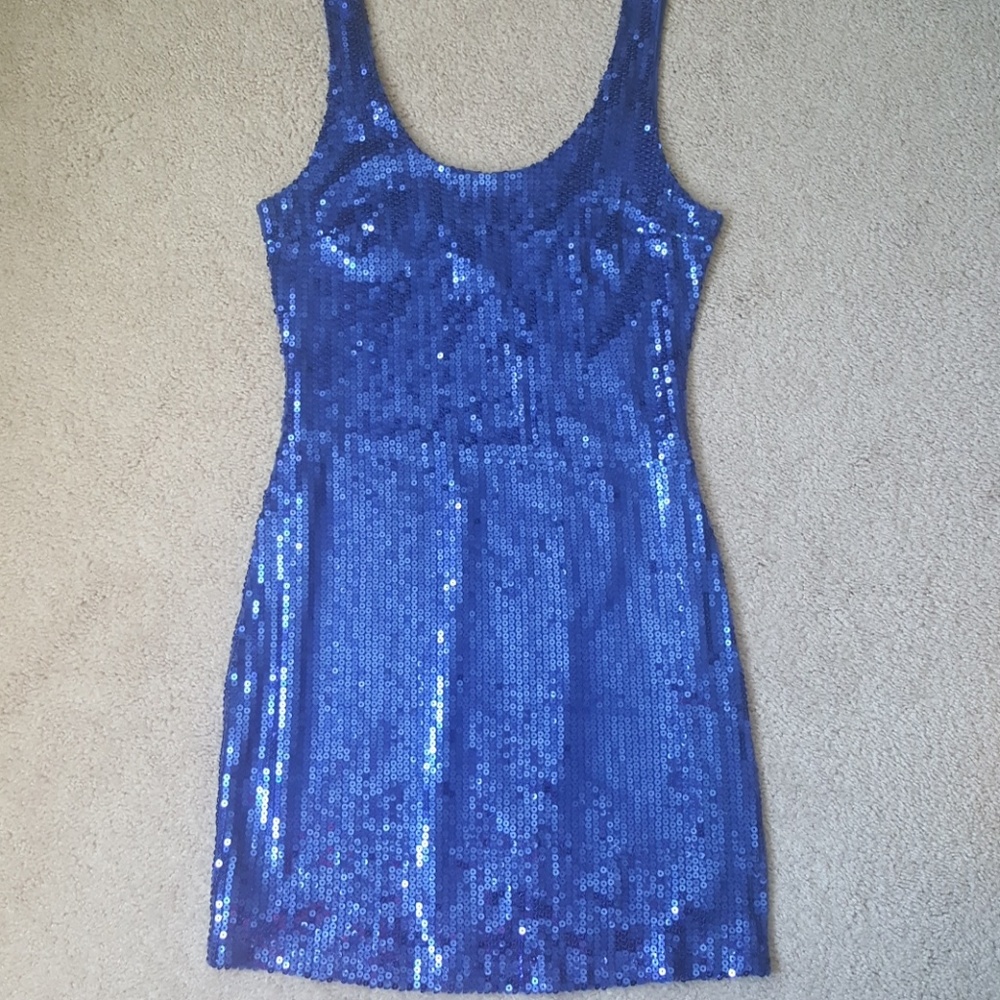 Blue sequin dress