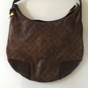 Gucci chocolate brown Guccissima hobo bag