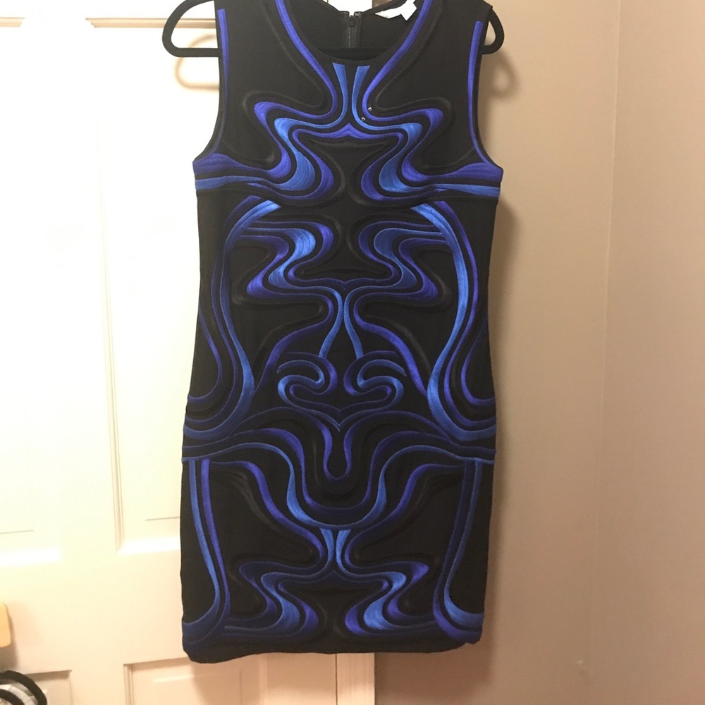 Diane von Furstenberg blue and black sequin dress
