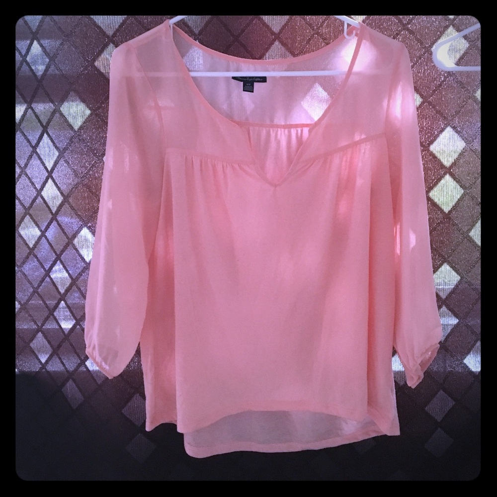 Partially Sheer Long Sleeve Shirt