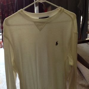 Cream/white polo long sleeve terry shirt