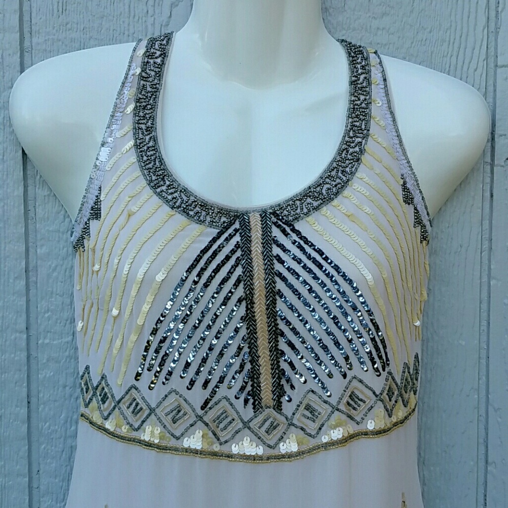 Maya Deluxe Cream Sequin Cocktail Dress - Picture 3 of 6