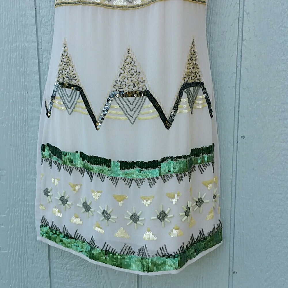 Maya Deluxe Cream Sequin Cocktail Dress - Picture 4 of 6