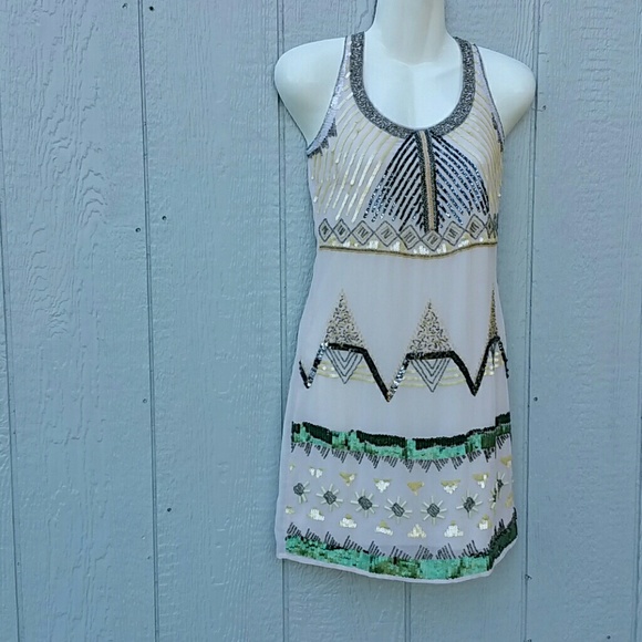 Maya Dresses & Skirts - Maya Deluxe Cream Sequin Cocktail Dress