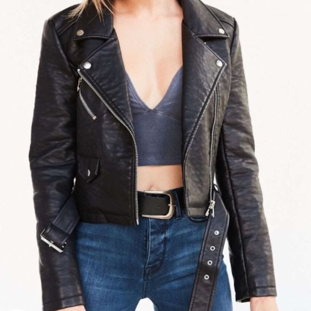 Urban Outfitters vegan leather pebbled moto jacket