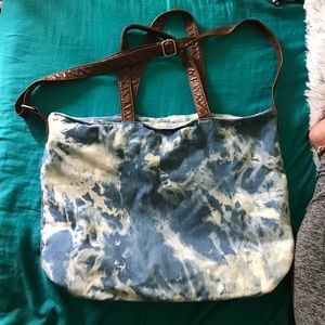 Blue tie die beach bag