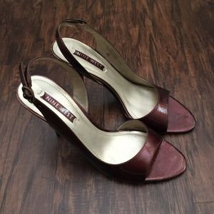 Nine West sling back heels. Brown.