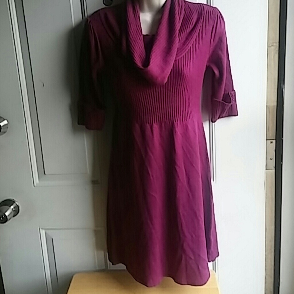 NWOT sweater knit dress. Magenta color