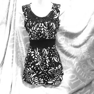 J.T.B black and white sleeveless top.