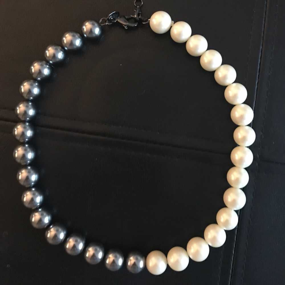 LIA SOPHIA grey and cream pearl necklace