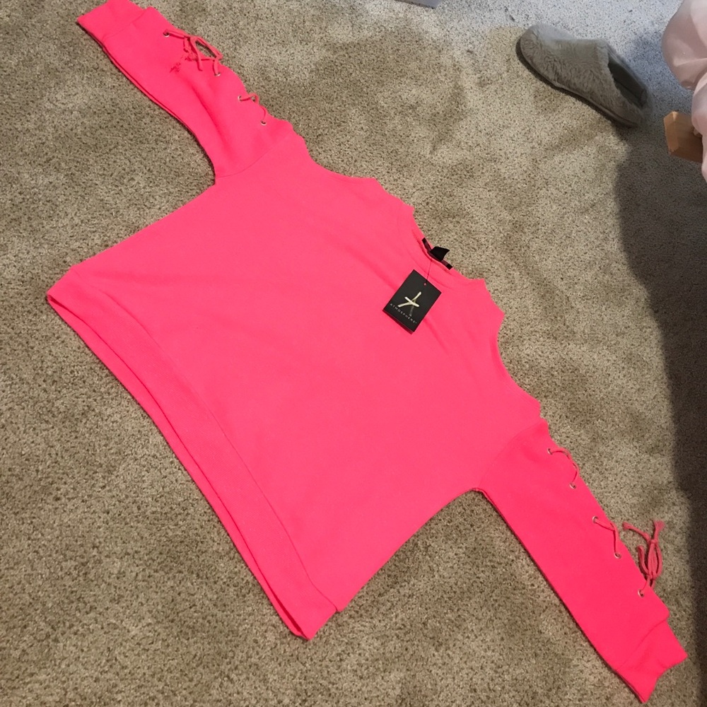 Crop cut out shoulder sweater tags attached!