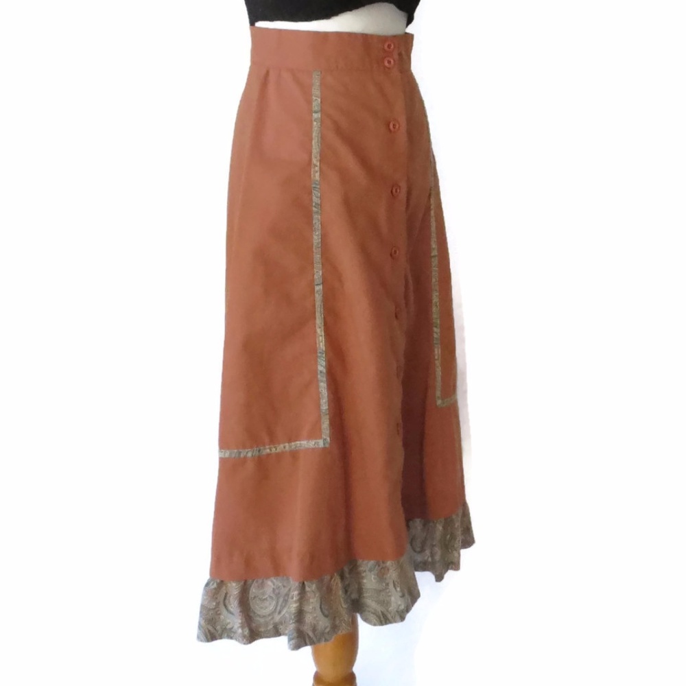 Vintage Boho Paisley Prairie Skirt - Picture 3 of 5