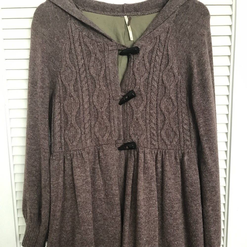 Free People cable knit wool sweater coat