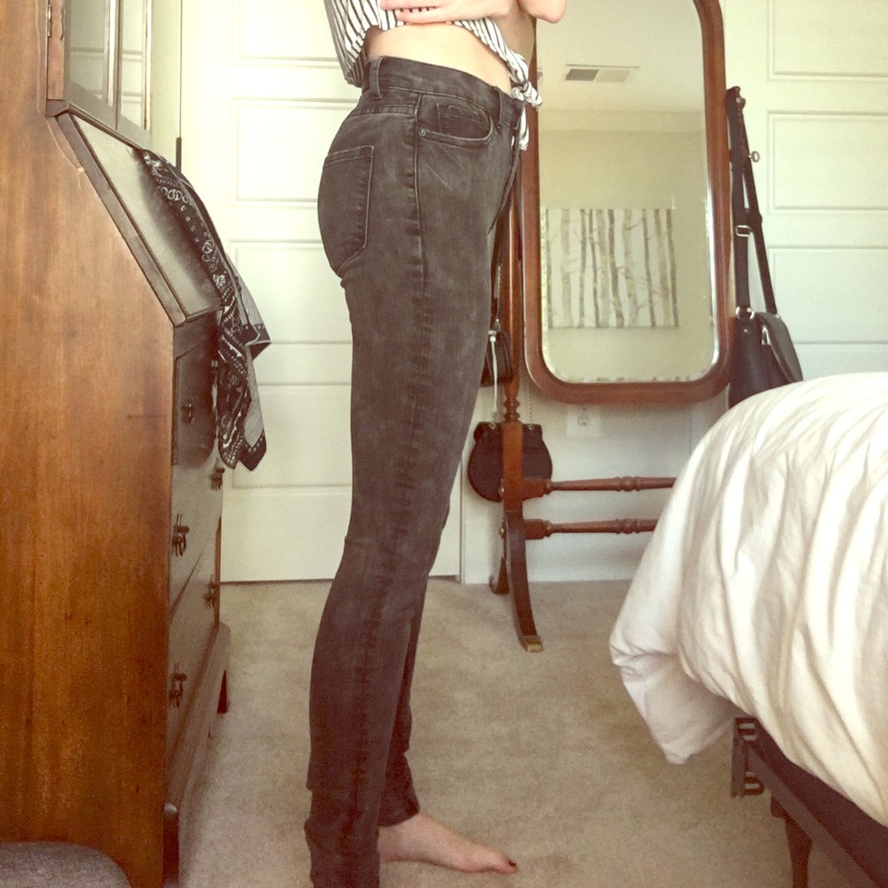 Black High Rise Jeans with Light Distress