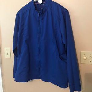 Blue scrub warm up jacket