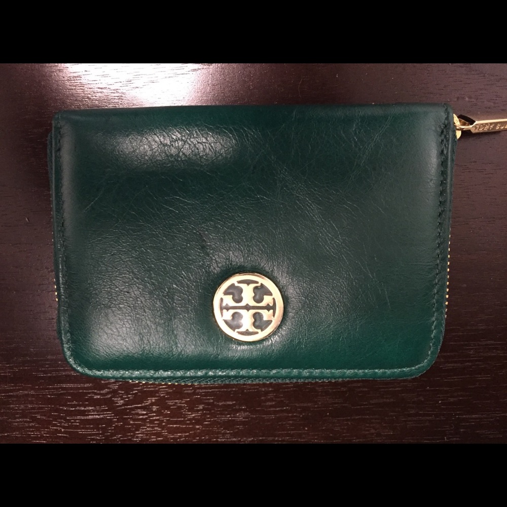BRAND NEW Tory Burch Green Leather Small Wallet