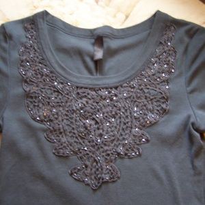 Gray Beaded T-Shirt by VS Tee Shop