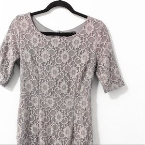 Gray lace fitted dress