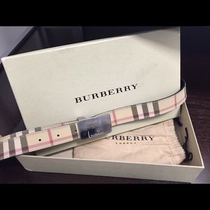 Burberry Plaid Thin Leather Belt.