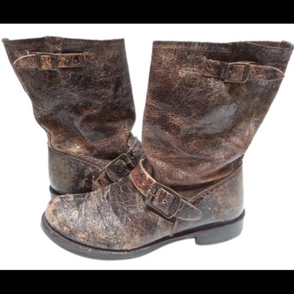 frye distressed leather boots