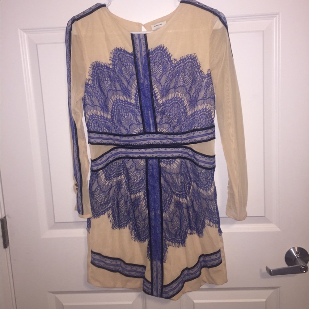 Blue/Nude Embroidered Mini Petite Dress!!