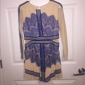 Blue/Nude Embroidered Mini Petite Dress!!