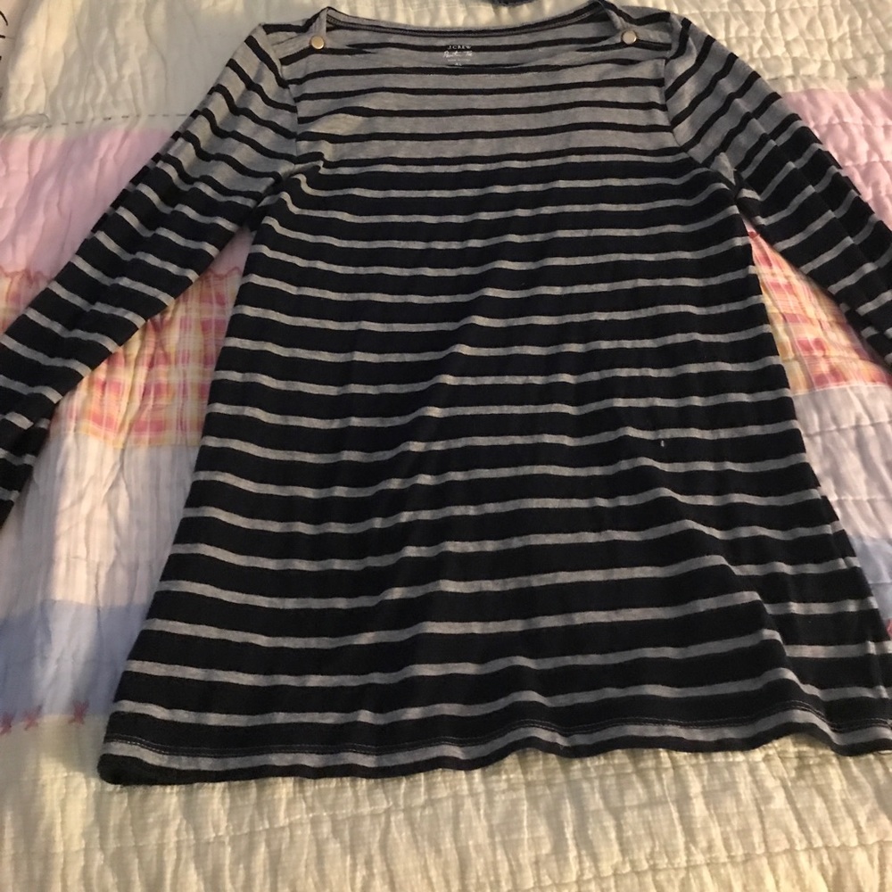 Striped J Crew T shirt grey and black