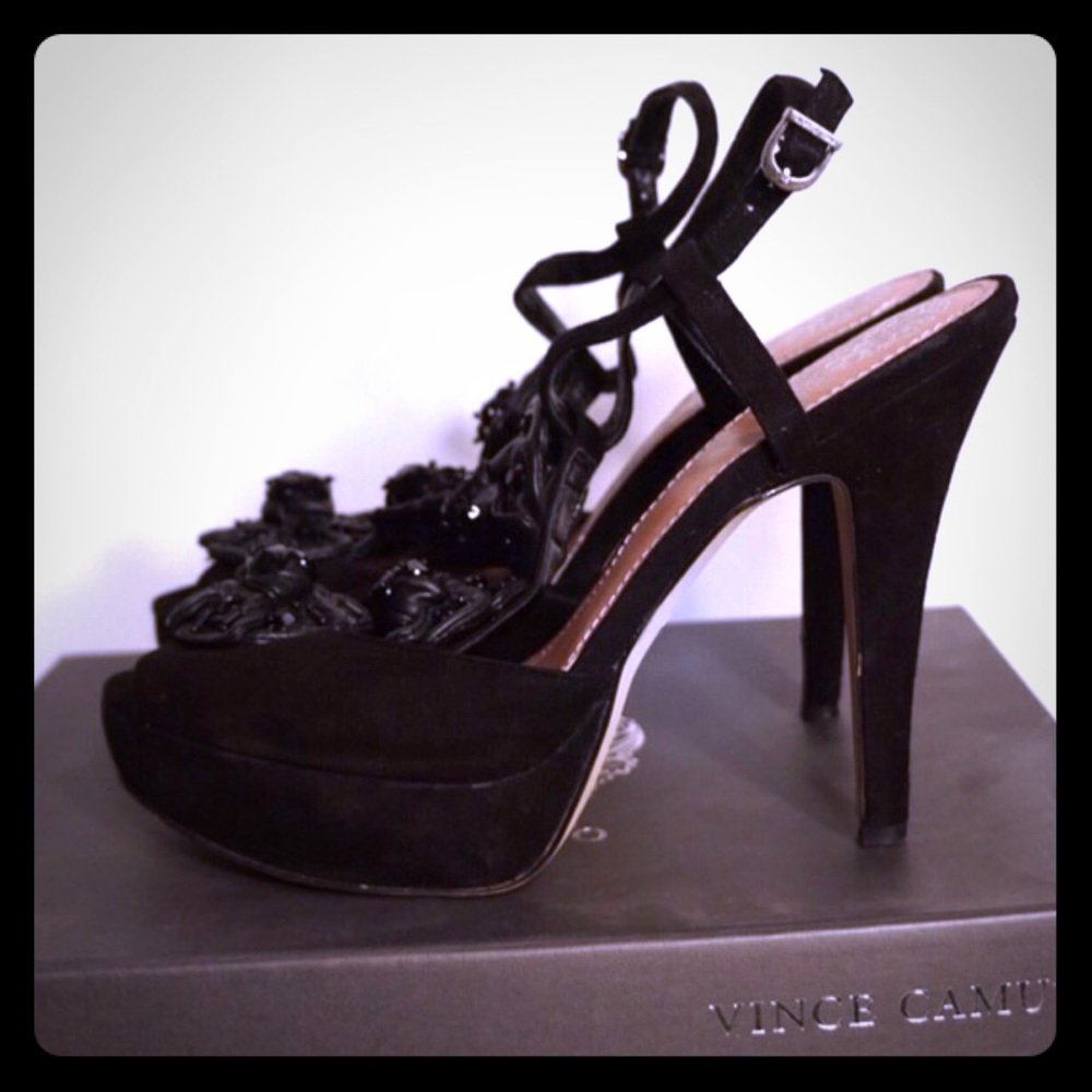 Peep toe black heels