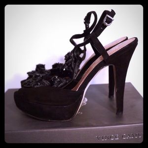 Peep toe black heels