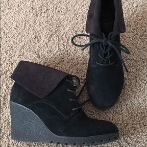 Black wedge booties