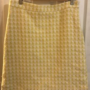 Banana Republic White & Yellow Houndstooth Skirt