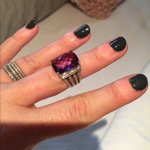 David Yurman large purple stone and diamond ring