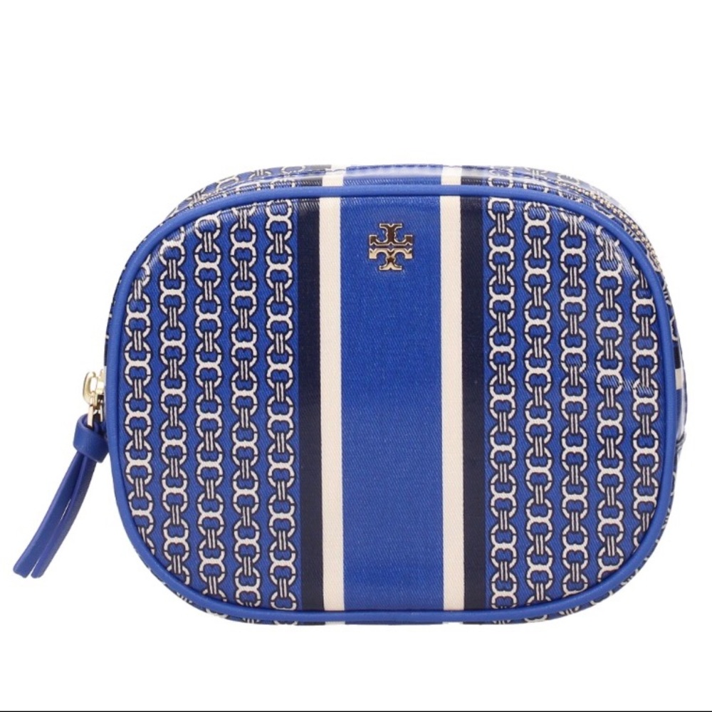 NWT TORY BURCH GEMINI LINK BLUE COSMETIC BAG