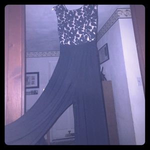 Pretty black & lace dressy one piece pants outfit