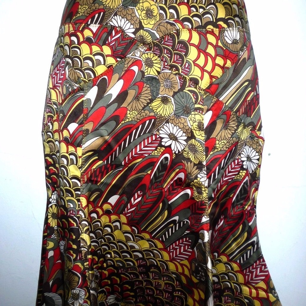 Just Cavalli Red Green Yellow Woman A-Line Skirt