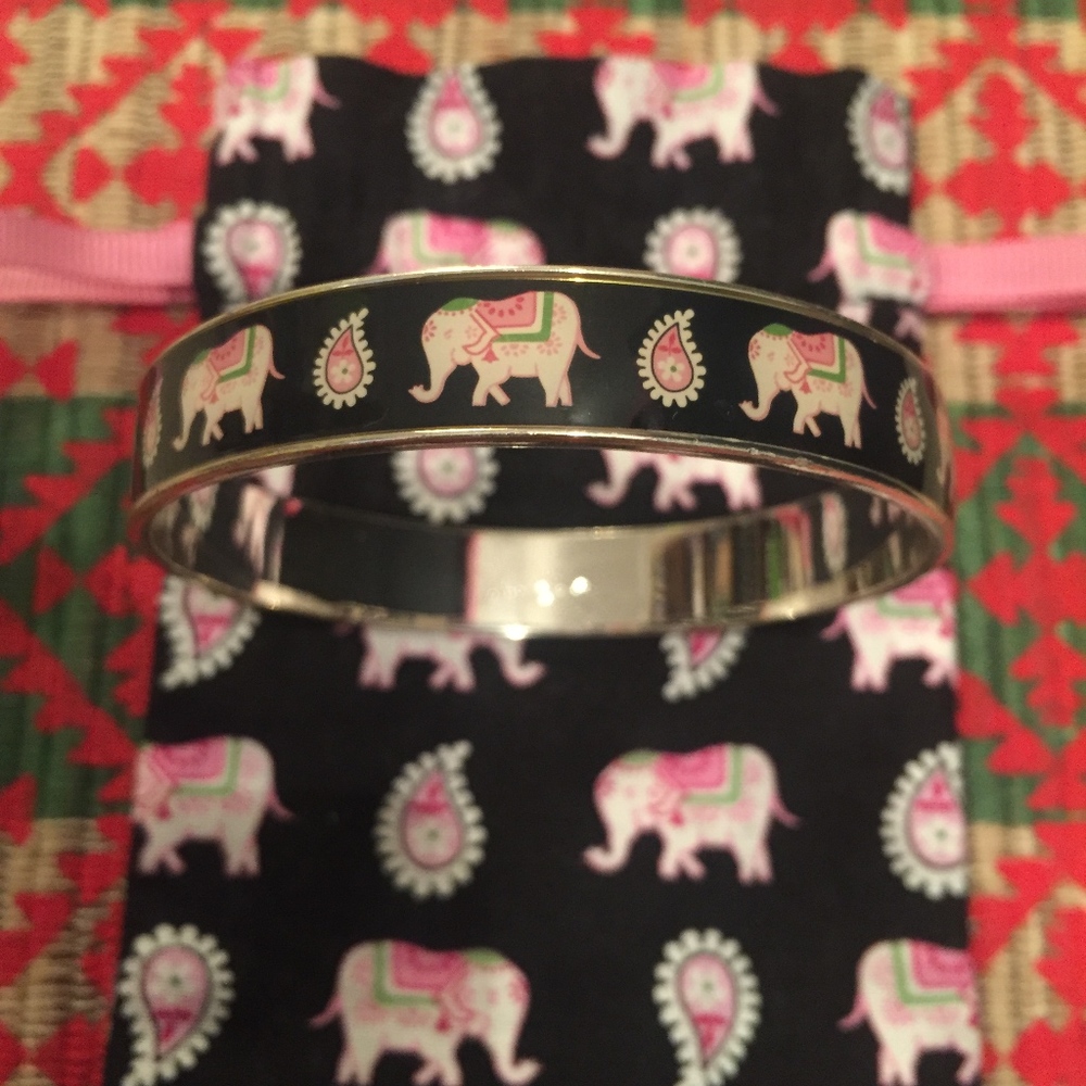 Vera Bradley pink elephant bangle & matching pouch