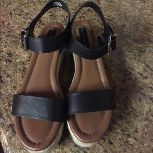 Black and Tan platform sandals
