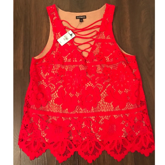 Express Tops - STUNNING Red Lace Top From Express ❤️😍