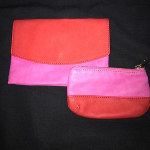 Ann Taylor Color Block Clutch with coin pocket