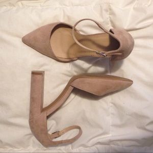 💗LIGHT PINK POINTED TOE ANKLE STRAP BLOCK HEEL8💓