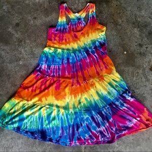 SHORT SALE 90s Vintage Tie Dye Tank Rainbow Dress