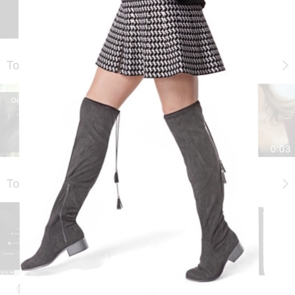 Black over the knee faux suede madden girl boots