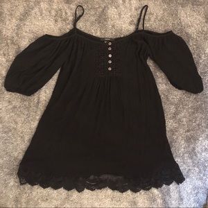 Forever 21 Black Crochet Cold Shoulder Dress