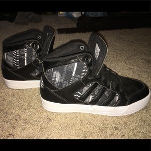 Adidas Neo Hightop shoes, black and white, 7.5