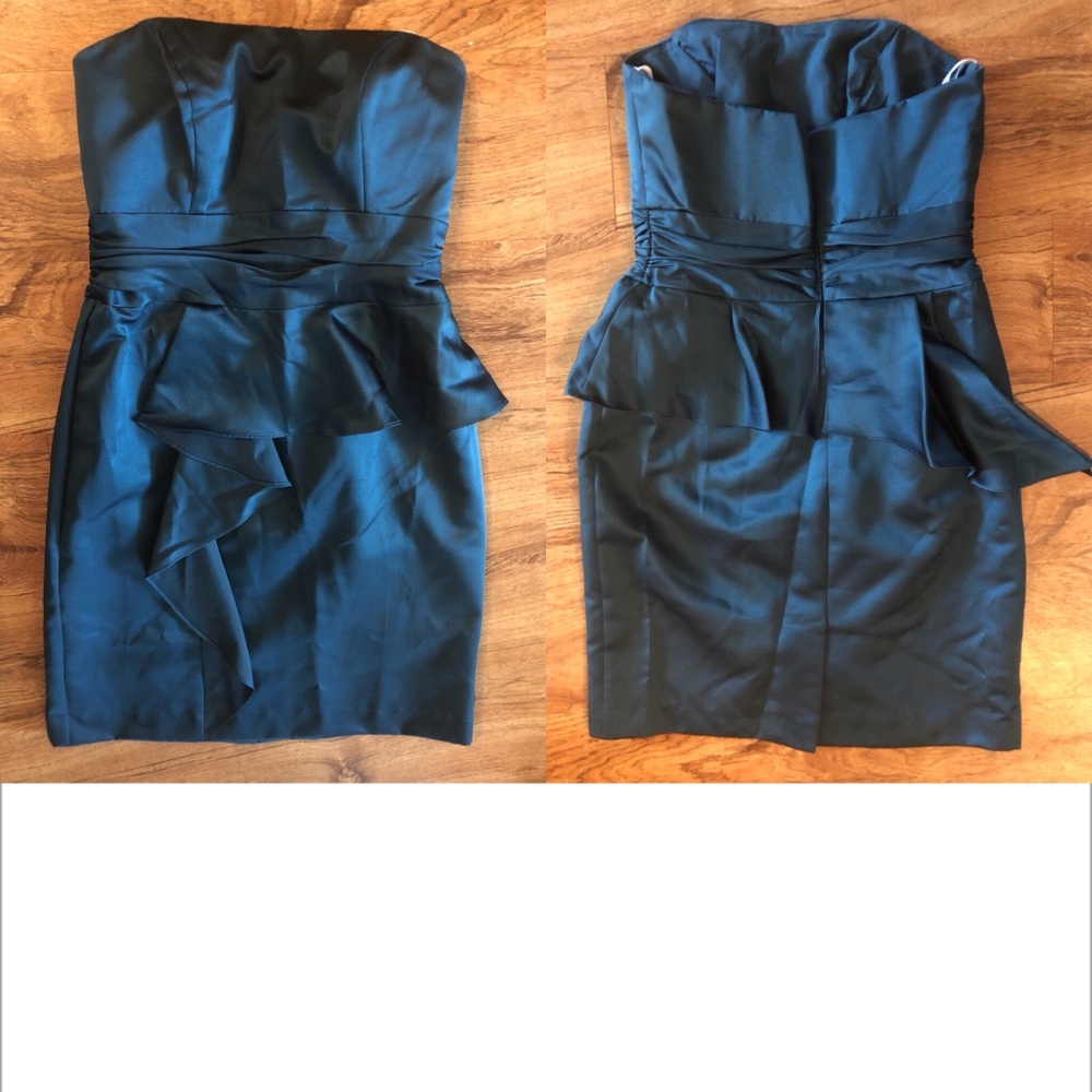 Strapless Dark Teal Cocktail Bridesmaid Dress