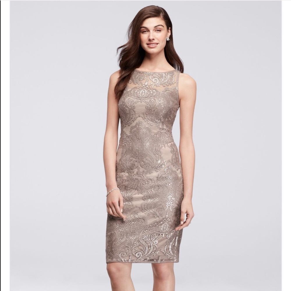 💜 Adrianne Papell baroque lace sequin dress