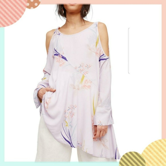 Free People Tops - Free People Clear Skies Printed Cold-ShoulderTunic